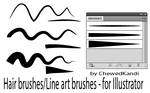Hair Line Art Brushes for AI by ChewedKandi