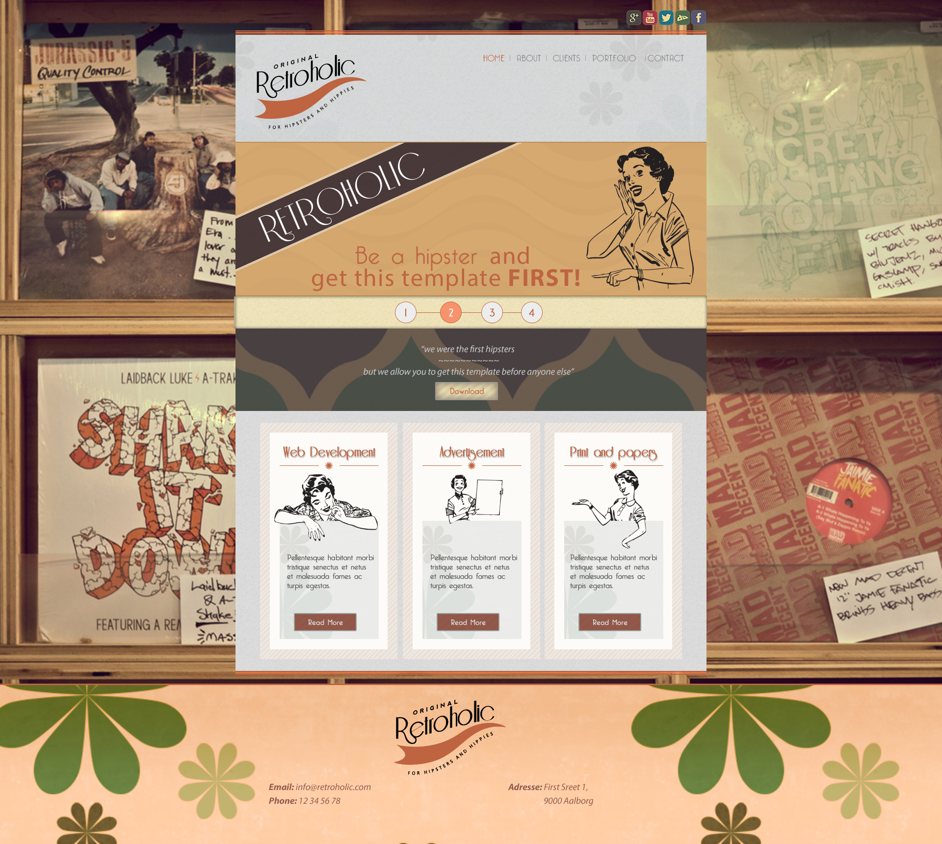 Unfinished Retroholic Web template (PSD included)