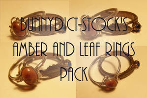 Amber and leaf rings pack