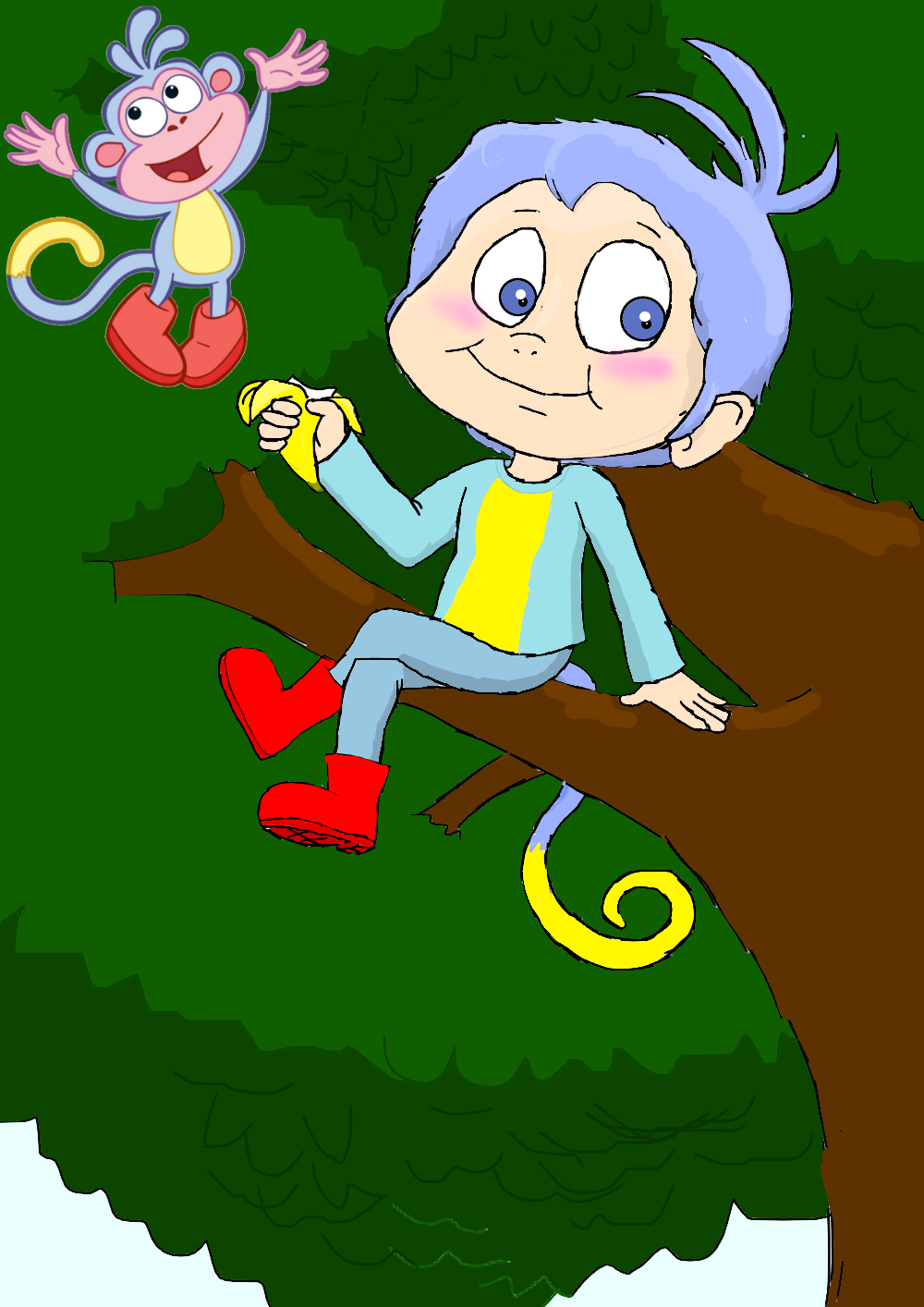 Boots the Monkey as a human by PurpleDino100 on DeviantArt