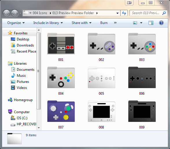 Nintendo Controllers Set Computer Folder Icons