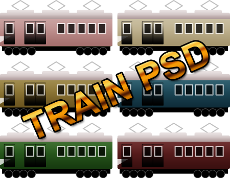 Simple 6 train icons PSD