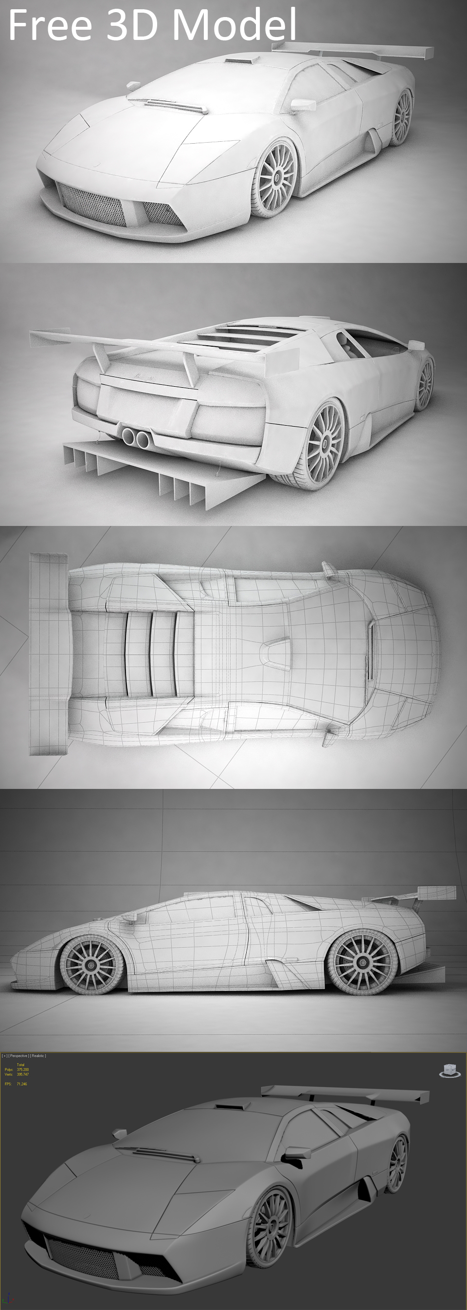 Free Lamborghini Murcielago 3D Model