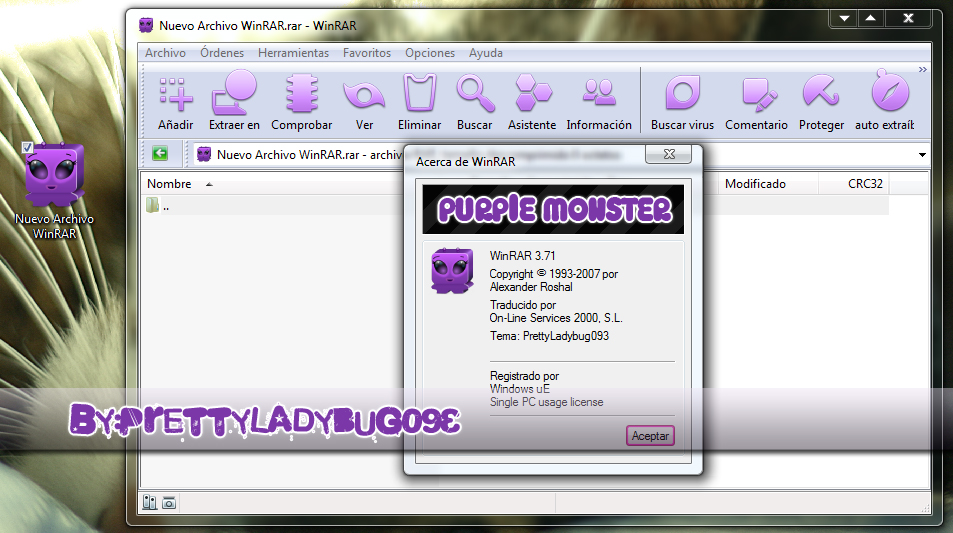 Theme WinRar Purple Monster