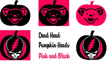 Dead Head Pumpkin Heads Pink and Black