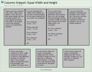 Columns Snippet: Equal Height and Width by imnotsana