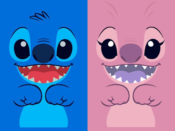 Download Stitch And Angel Couple Blue Background Wallpaper  Wallpaperscom