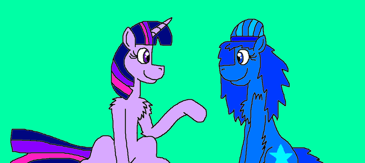 Twilight Sparkle and Sapphire Star chatting down