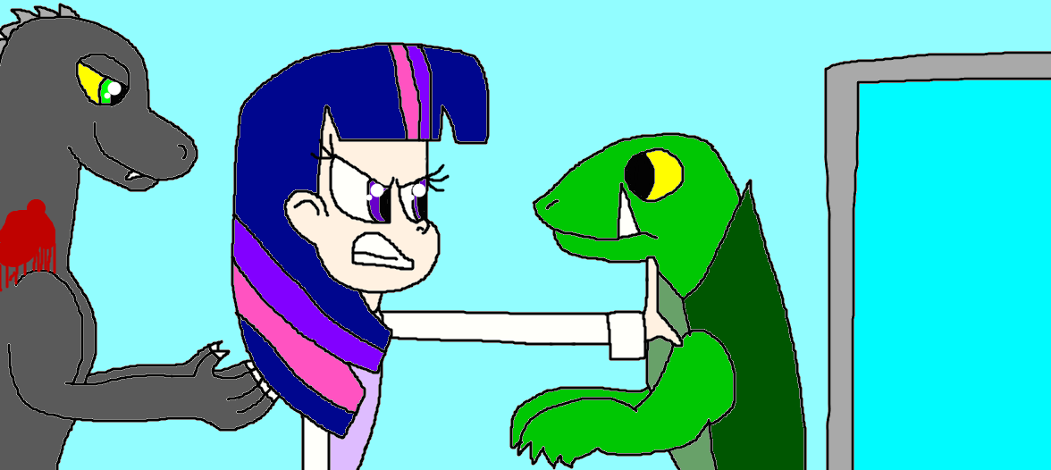 Twilight Sparkle and Godzilla: One Brave Girl! by Devon13168 on DeviantArt