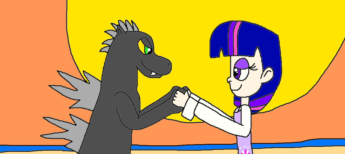 Twilight Sparkle and Godzilla: Love In Hawaii! by Devon13168 on DeviantArt