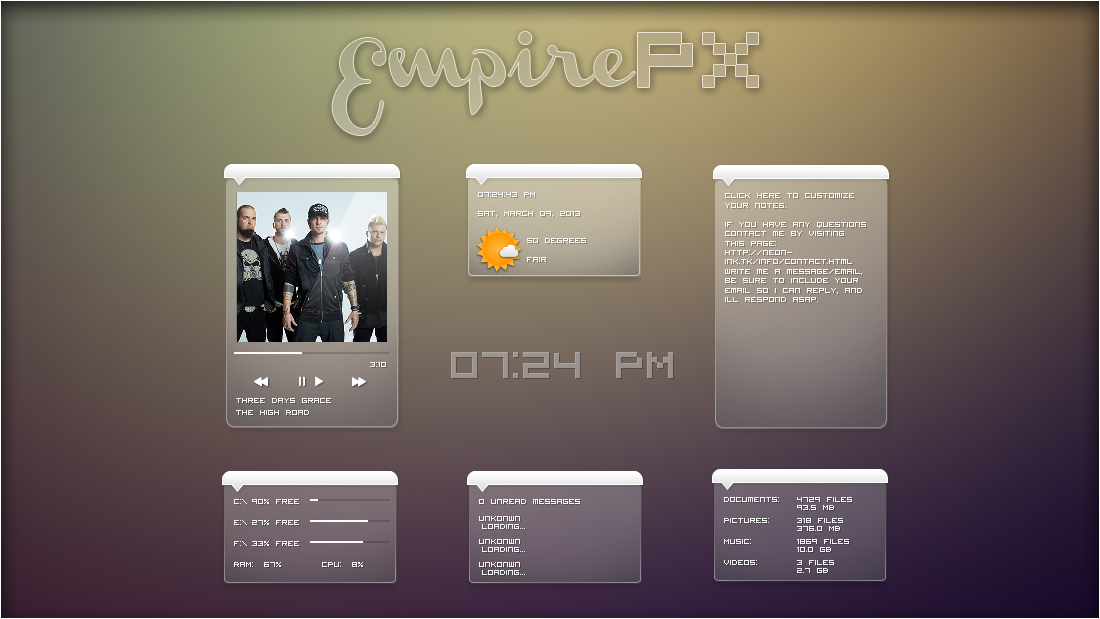 EmpirePX 1.0 Suite. [Rainmeter Skin]