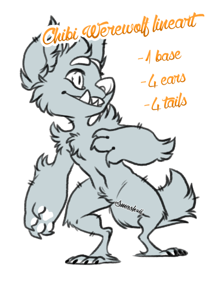 Chibi Werewolf lineart P2U