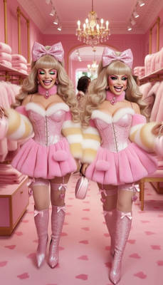 Twin sisters shopping 