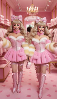 Twin sisters shopping 