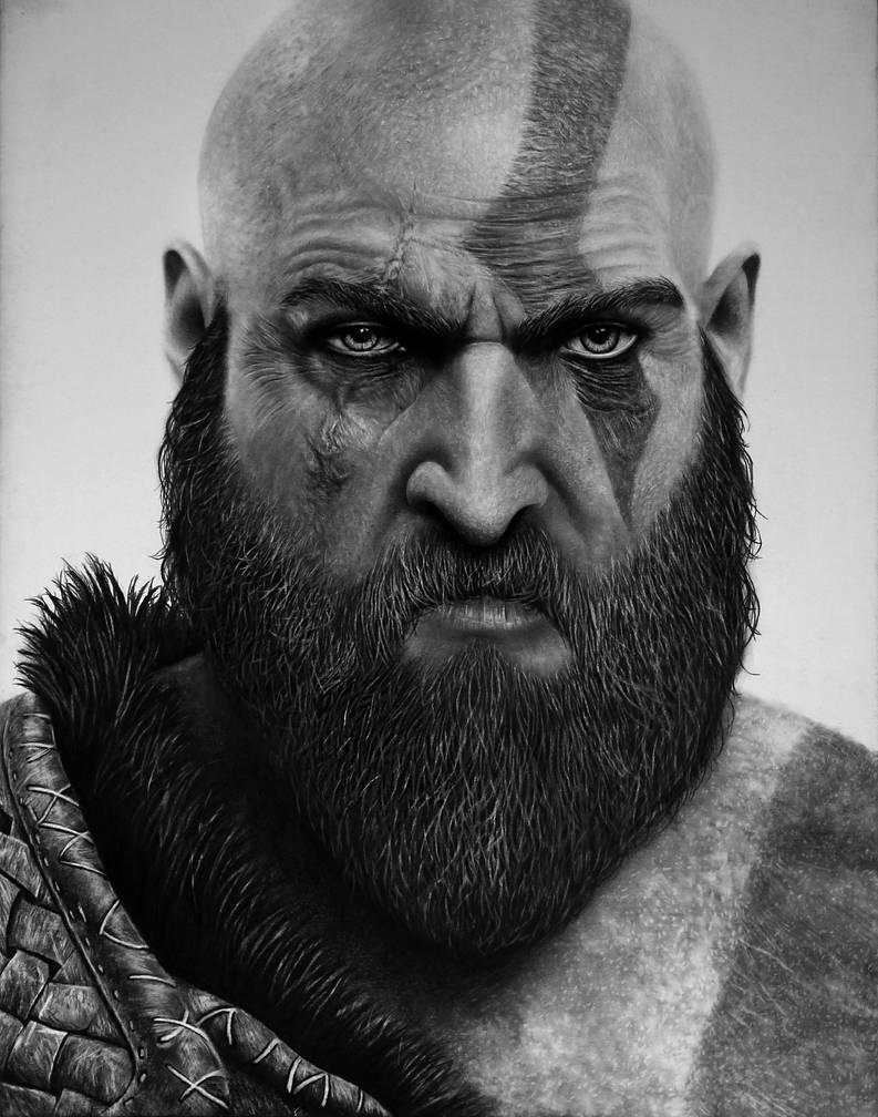 Kratos - God of War Pencil Portrait by TricepTerry