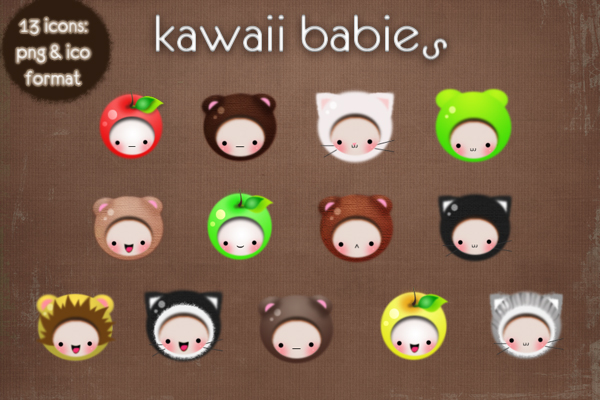 kawaii babies icons by kittenbella