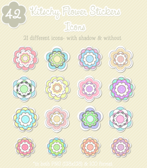 Kitschy Flower Stickers Icons