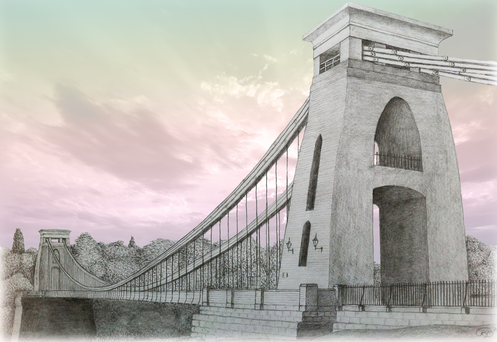 Sketch lines of suspension bridge 3d rendering Computer digital drawing  Stock Photo  Alamy