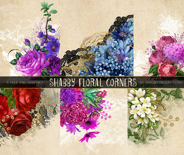 Shabby Floral Corners PNG Clipart