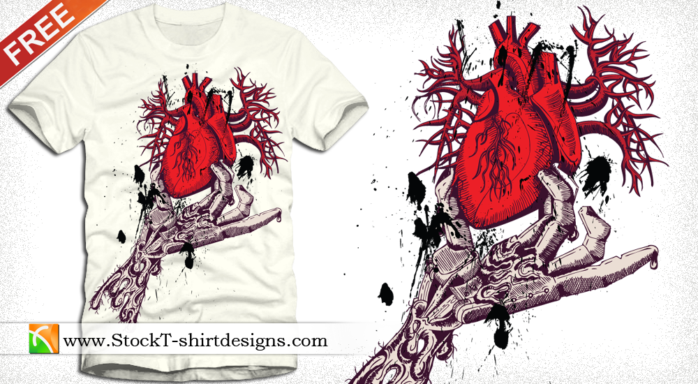 Skeleton Hand Holding Anatomical Red Heart T-shirt