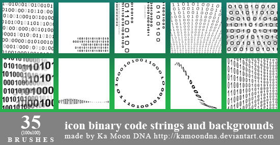 35 Icon Binary Code Strings And Background Brushes