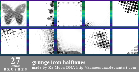 27 grunge icon halftones brushes by KaMoonDNA on DeviantArt