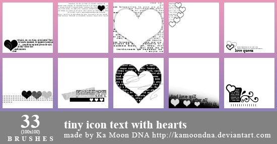 33 tiny icon text with hearts brushes