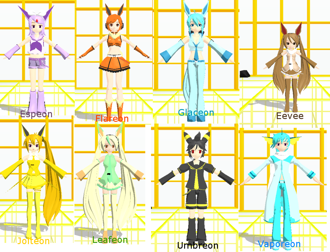 Eeveelution Models by Amelia-Echidna on DeviantArt