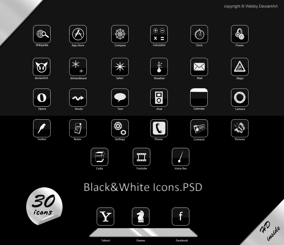 HD Black-White icons.psd