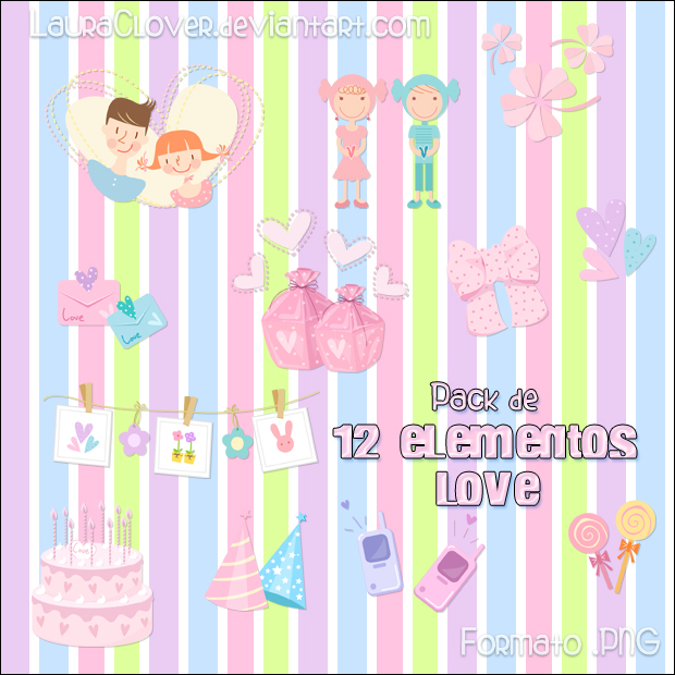 Pack Elementos Love by LauraClover on DeviantArt