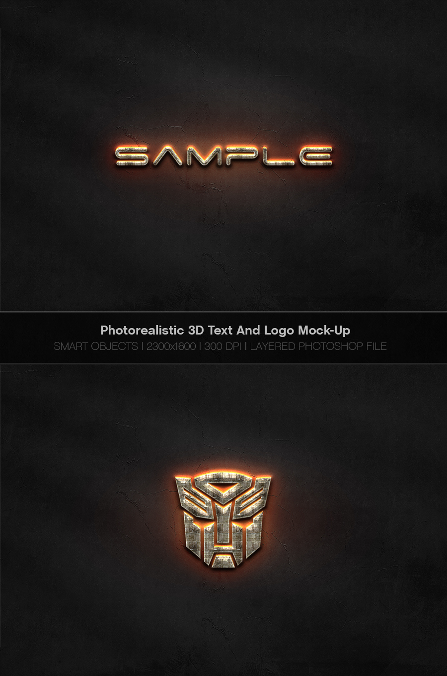 Free Photorealistic 3D Text And Logo Mock-Up