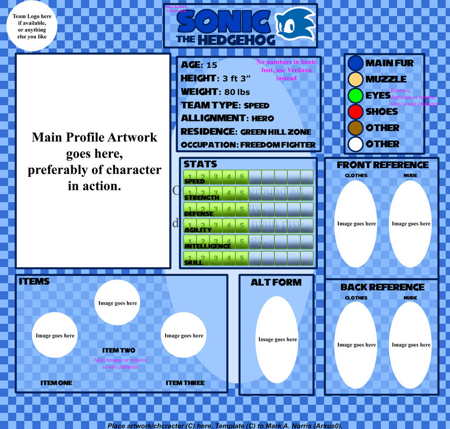 Sonic Character Sheet Template By Arkus0 On DeviantArt