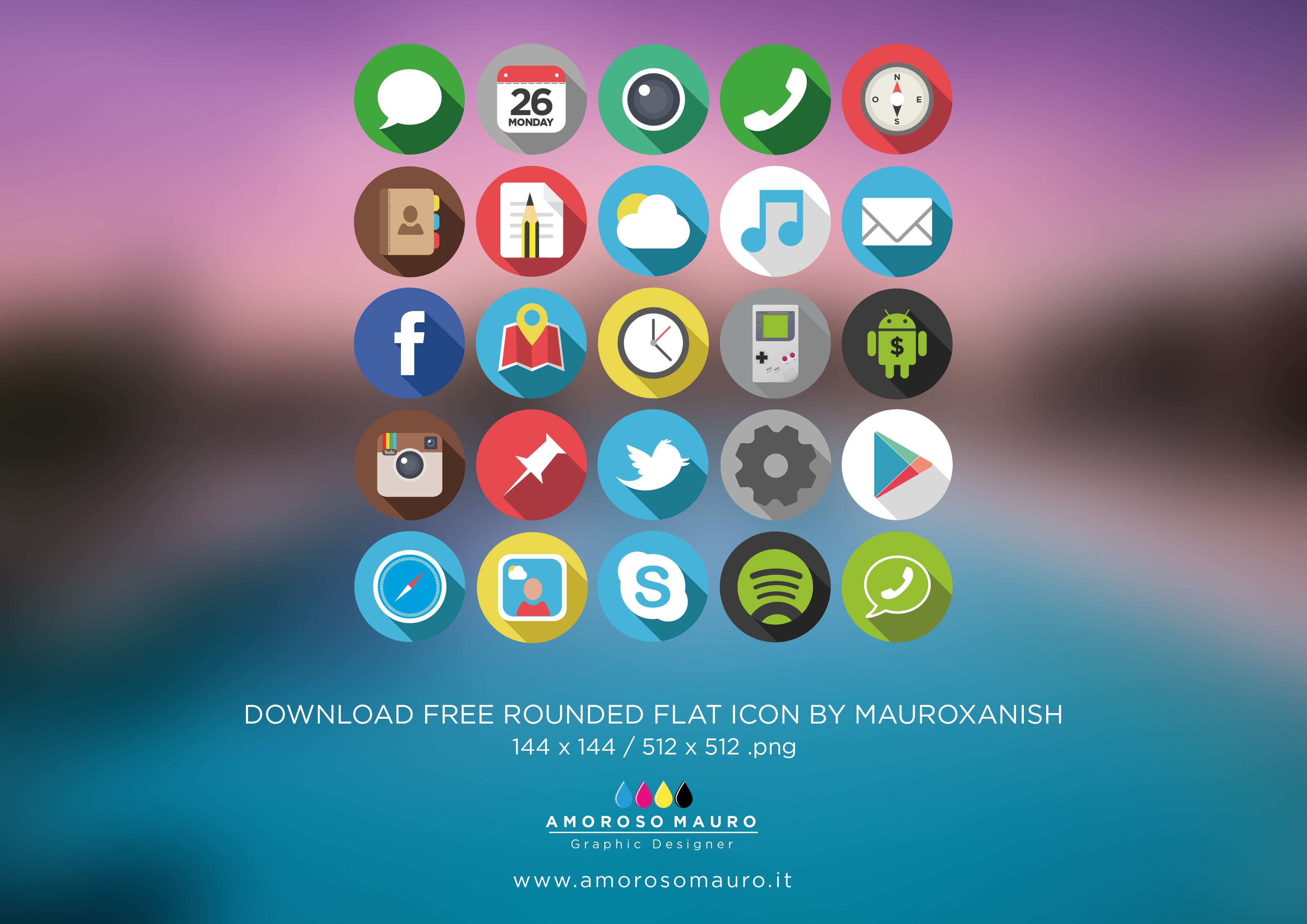 Flat Rounded Icons drawing by mauroxanish