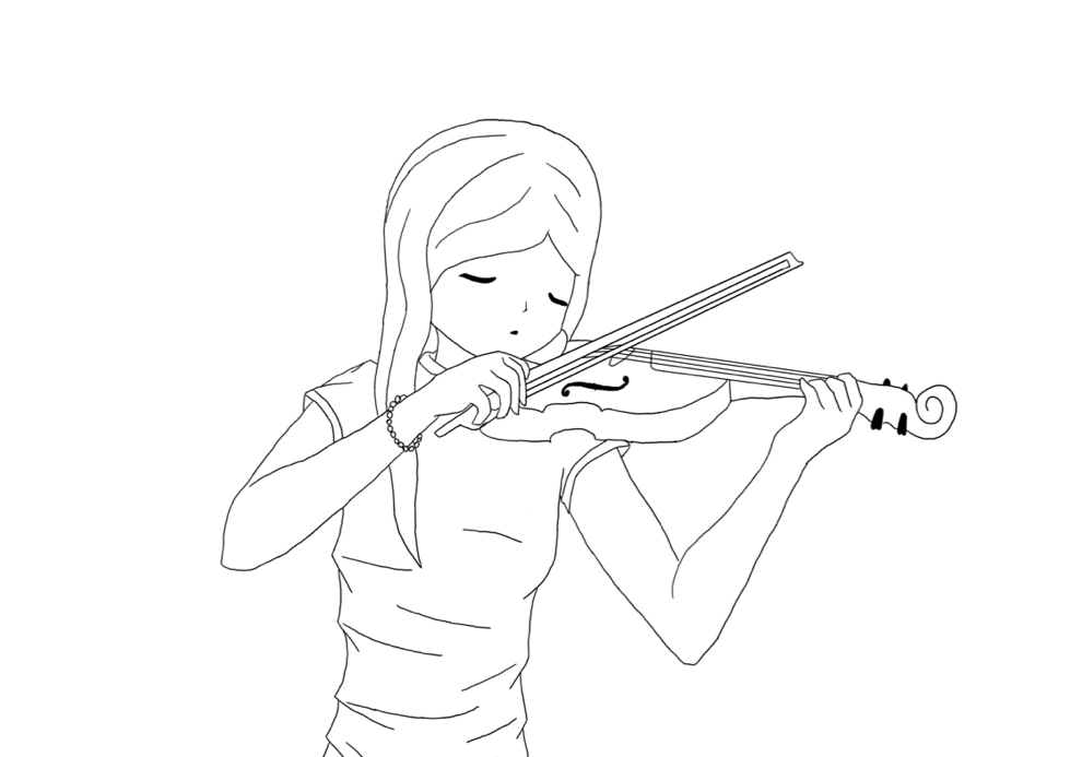 Girl playing violin lineart. by DeathByManga on DeviantArt