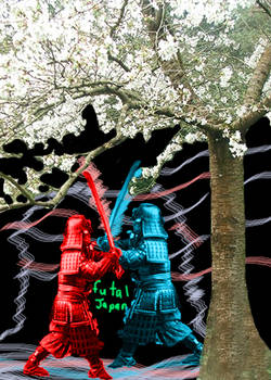 Samurai under cherry blossom