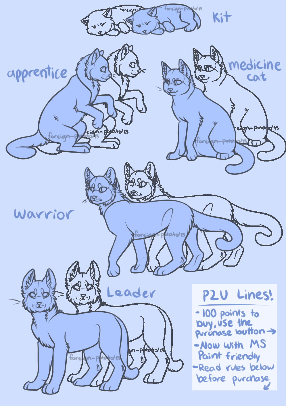 Multiple Warrior Cats Linearts by foreign-potato on DeviantArt