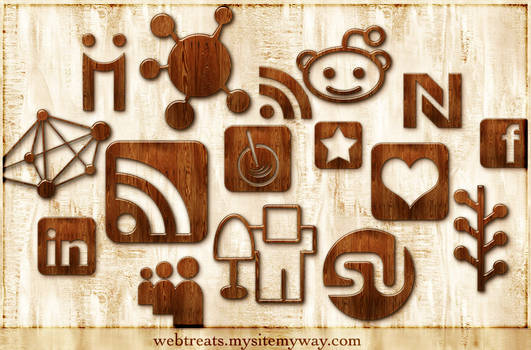 Wood Social Networking Icons