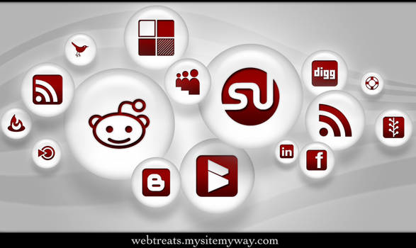 108 Red Pearl Soc. Media Icons