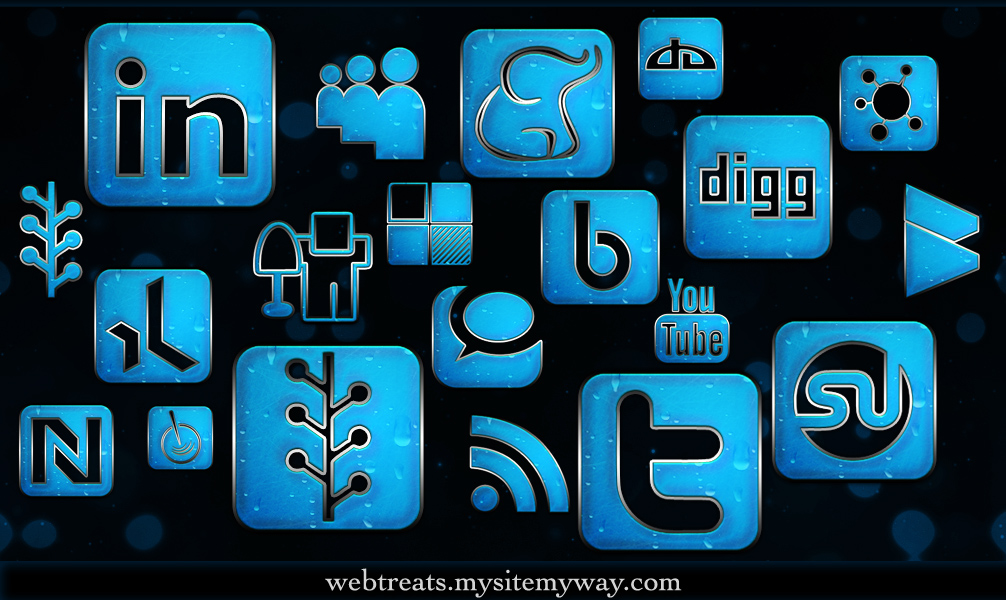 Blue Chrome Rain Icons