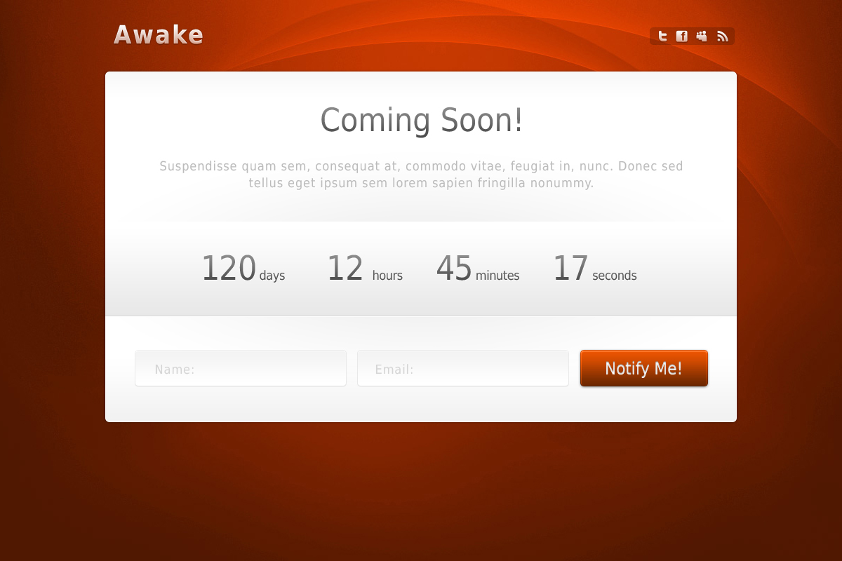 Awake ComingSoon Template PSDs