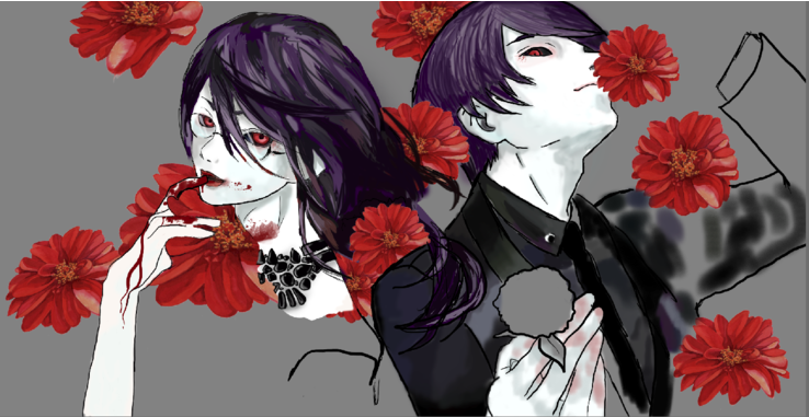 Rize Kamishiro and Tsukiyama Shuu WIP