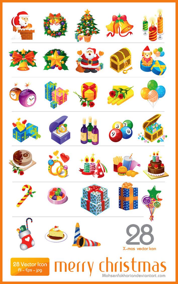 28 christmas vector icon RS by mohsenfakharian