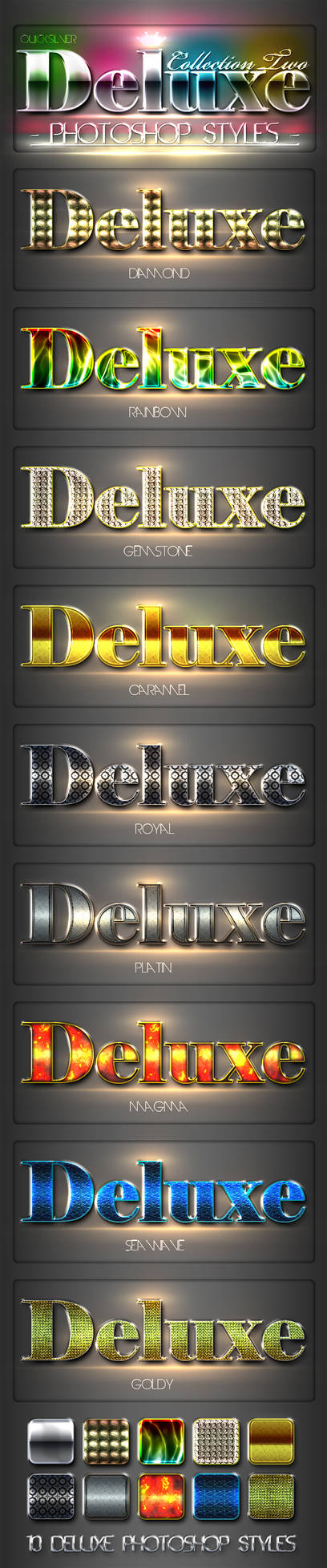 10 DeLuxe Photoshop Layer Styles FREE ASL FILE by MuzikizumWeb