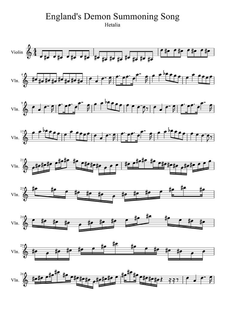 England S Demon Summoning Song Sheet Music Violin By Otakukonami On Deviantart