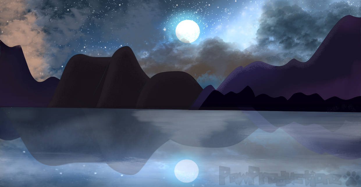 Moonlit Mountains by PawProductionz on DeviantArt
