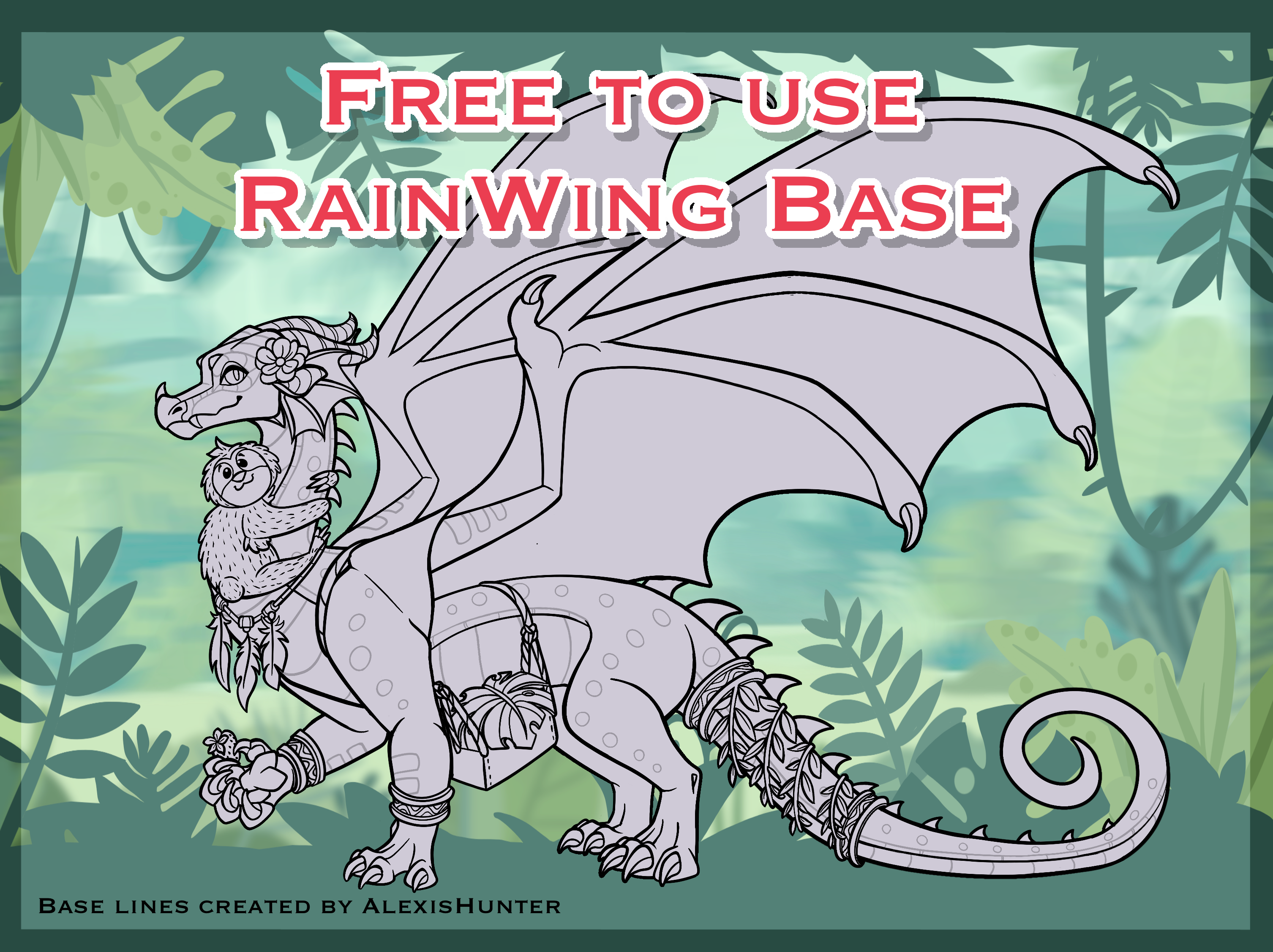 Wings Of Fire RainWing Base Free F2U by AlexisHunter on DeviantArt