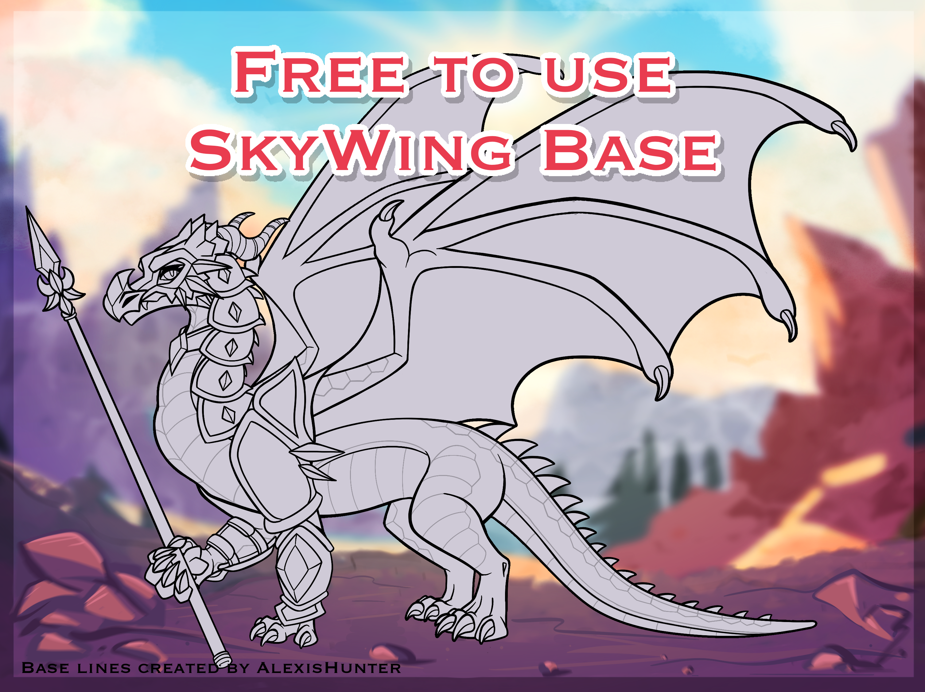 Wings of Fire Free to Use SkyWing Base by AlexisHunter on DeviantArt