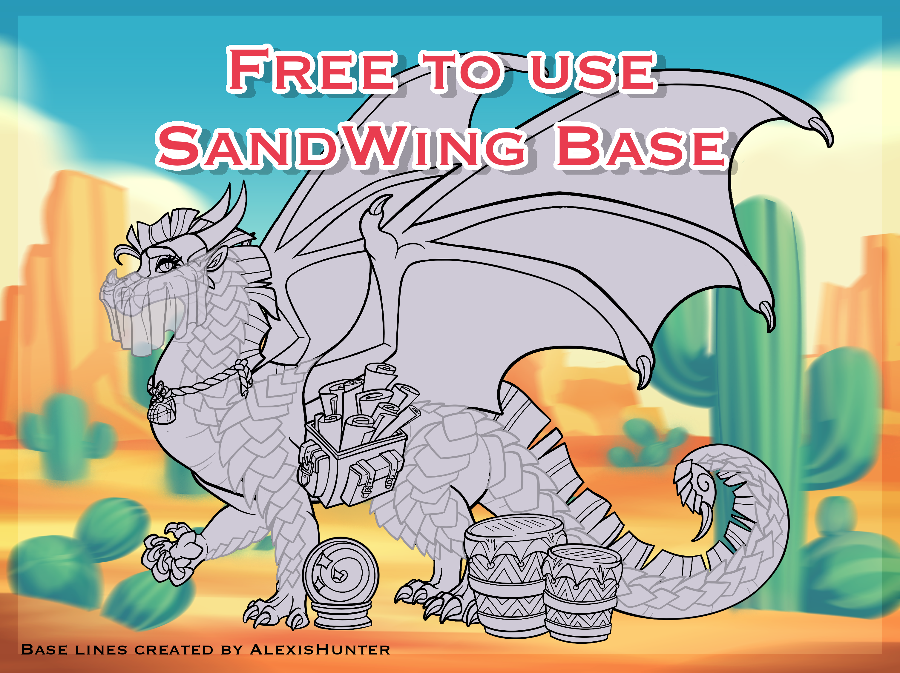 Wings Of Fire Free to Use SandWing Base by AlexisHunter on DeviantArt
