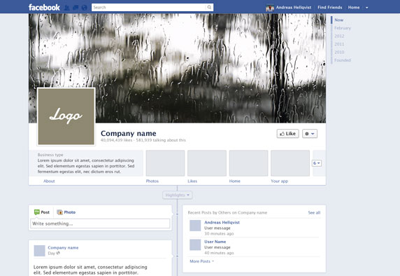 Facebook fan page mockup