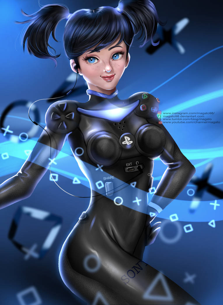 girl play playstation